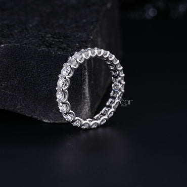 0.10Ct Emerald & Round Eternity Labgrown Diamond Band - Pear Jewels