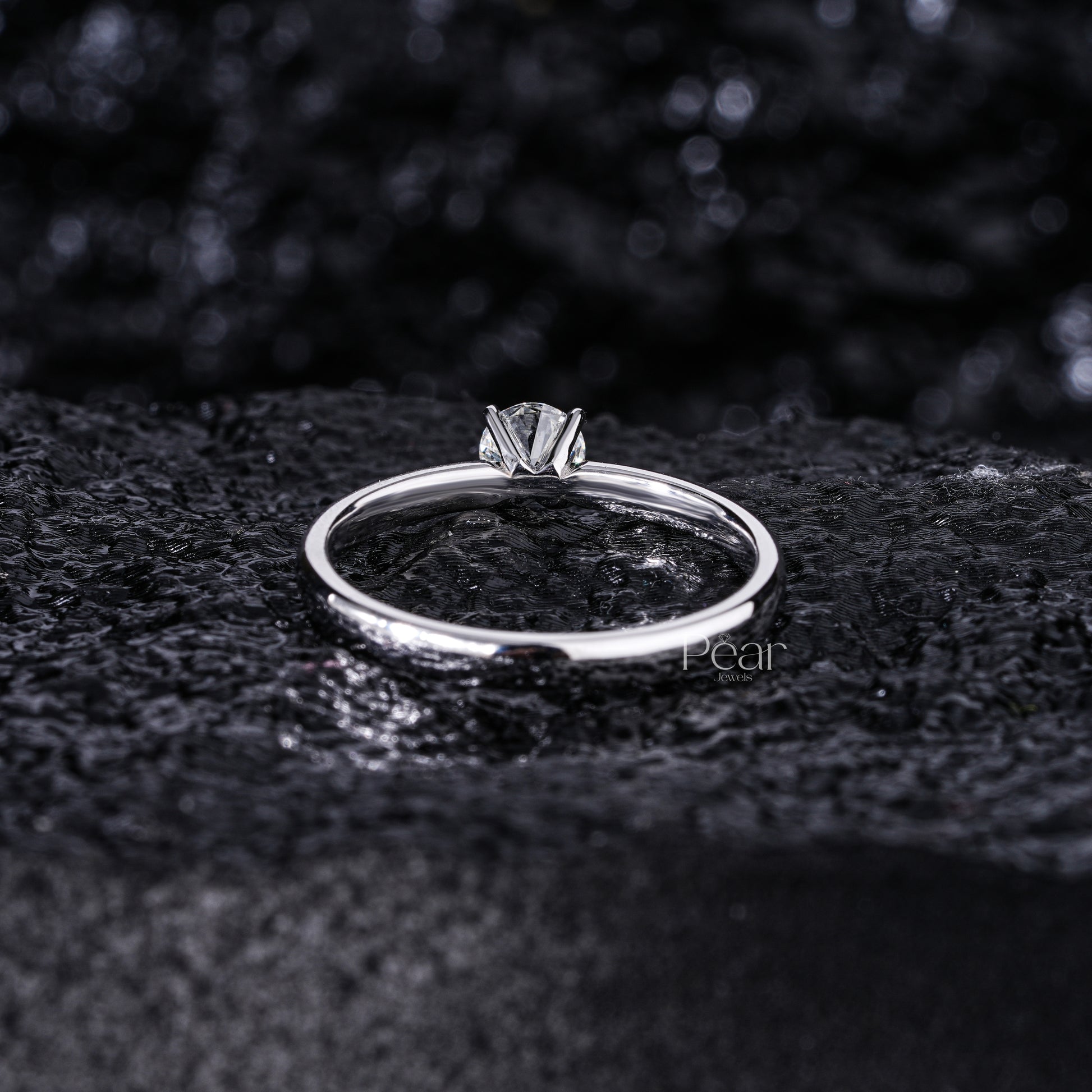 0.5Ct Round Solitaire Engagement Labgrown Diamond Ring - Pear Jewels