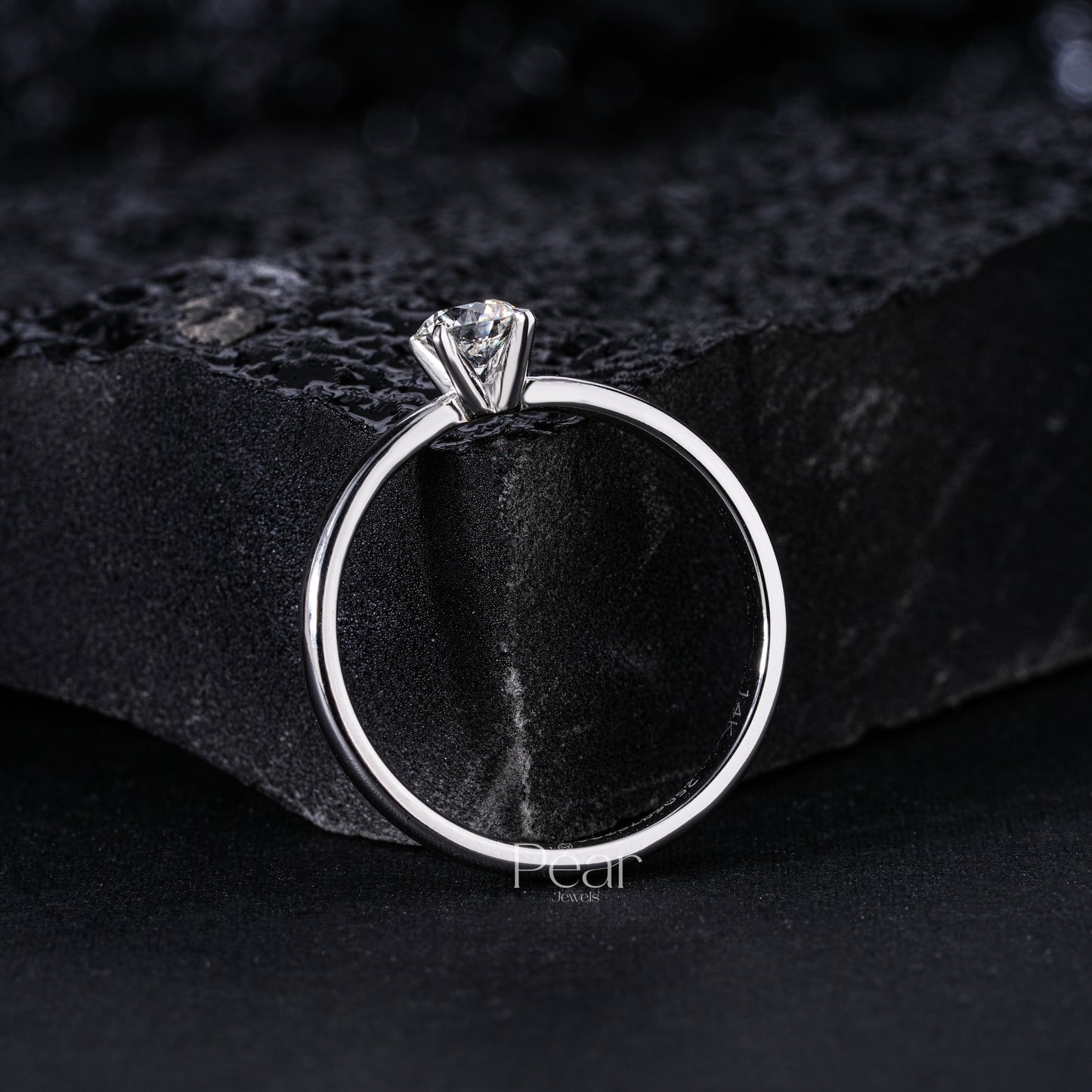 0.5Ct Round Solitaire Engagement Labgrown Diamond Ring - Pear Jewels