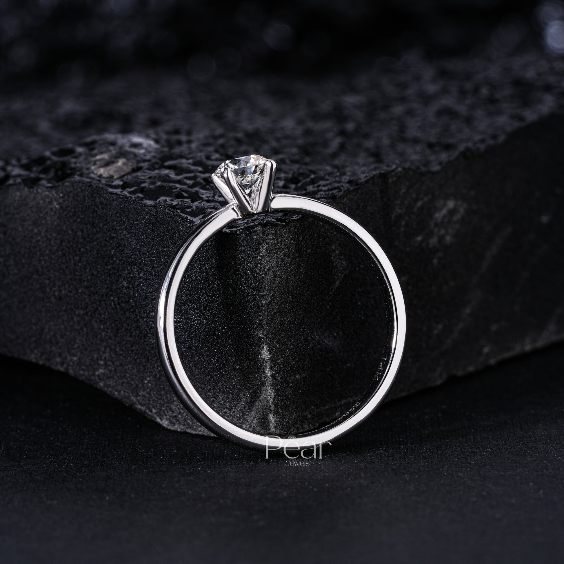 0.5Ct Round Solitaire Engagement Labgrown Diamond Ring - Pear Jewels