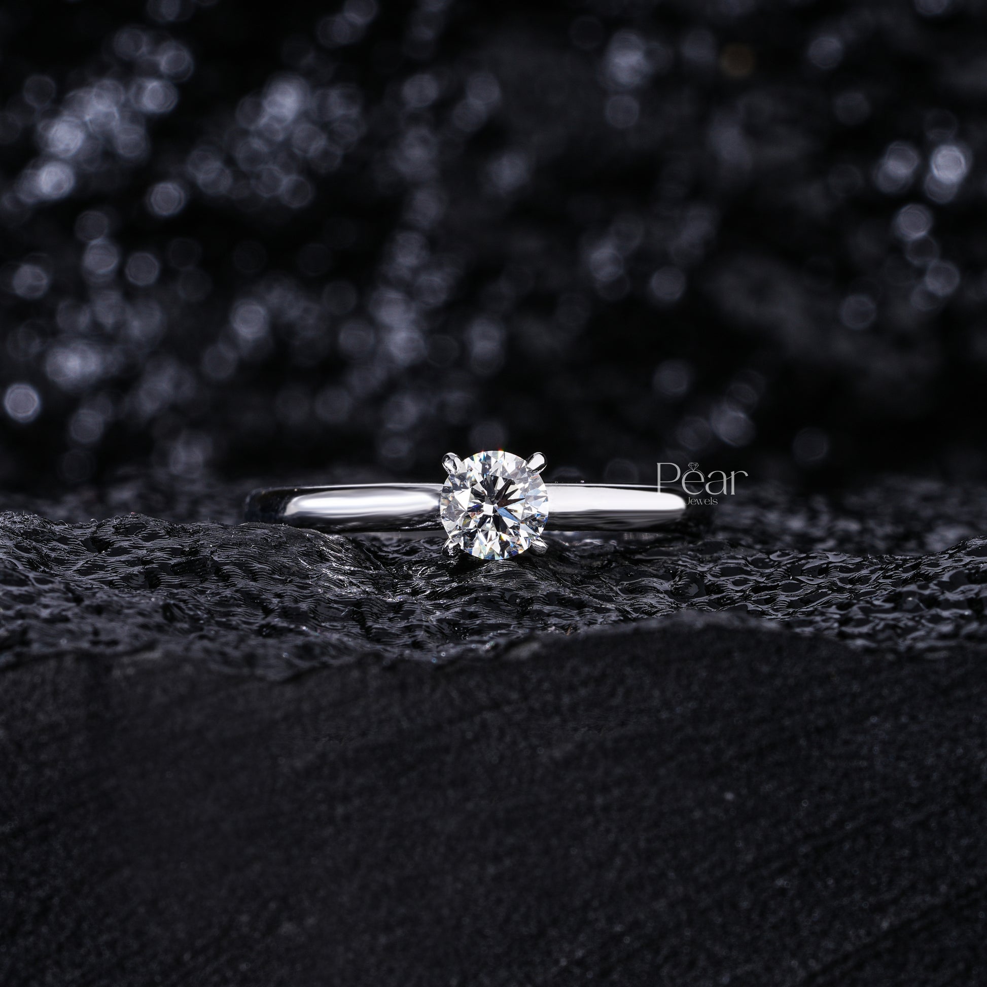 0.5Ct Round Solitaire Engagement Labgrown Diamond Ring - Pear Jewels