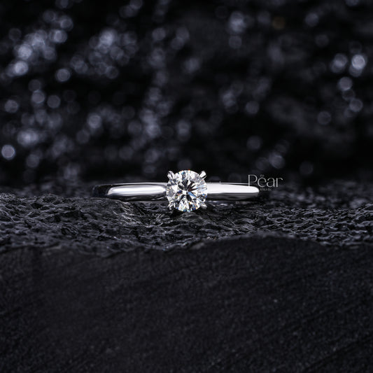 0.5Ct Round Solitaire Engagement Labgrown Diamond Ring - Pear Jewels