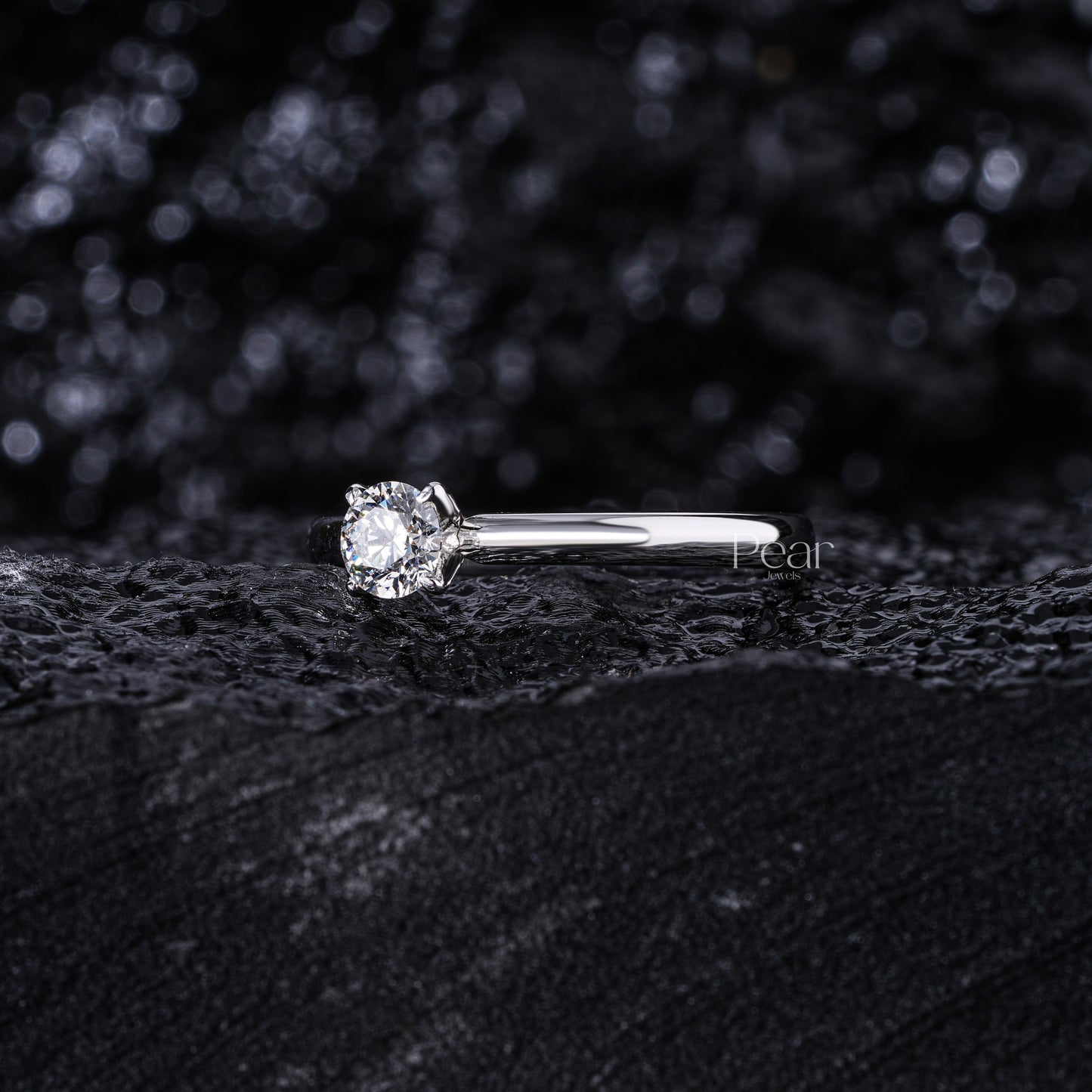 0.5Ct Round Solitaire Engagement Labgrown Diamond Ring - Pear Jewels