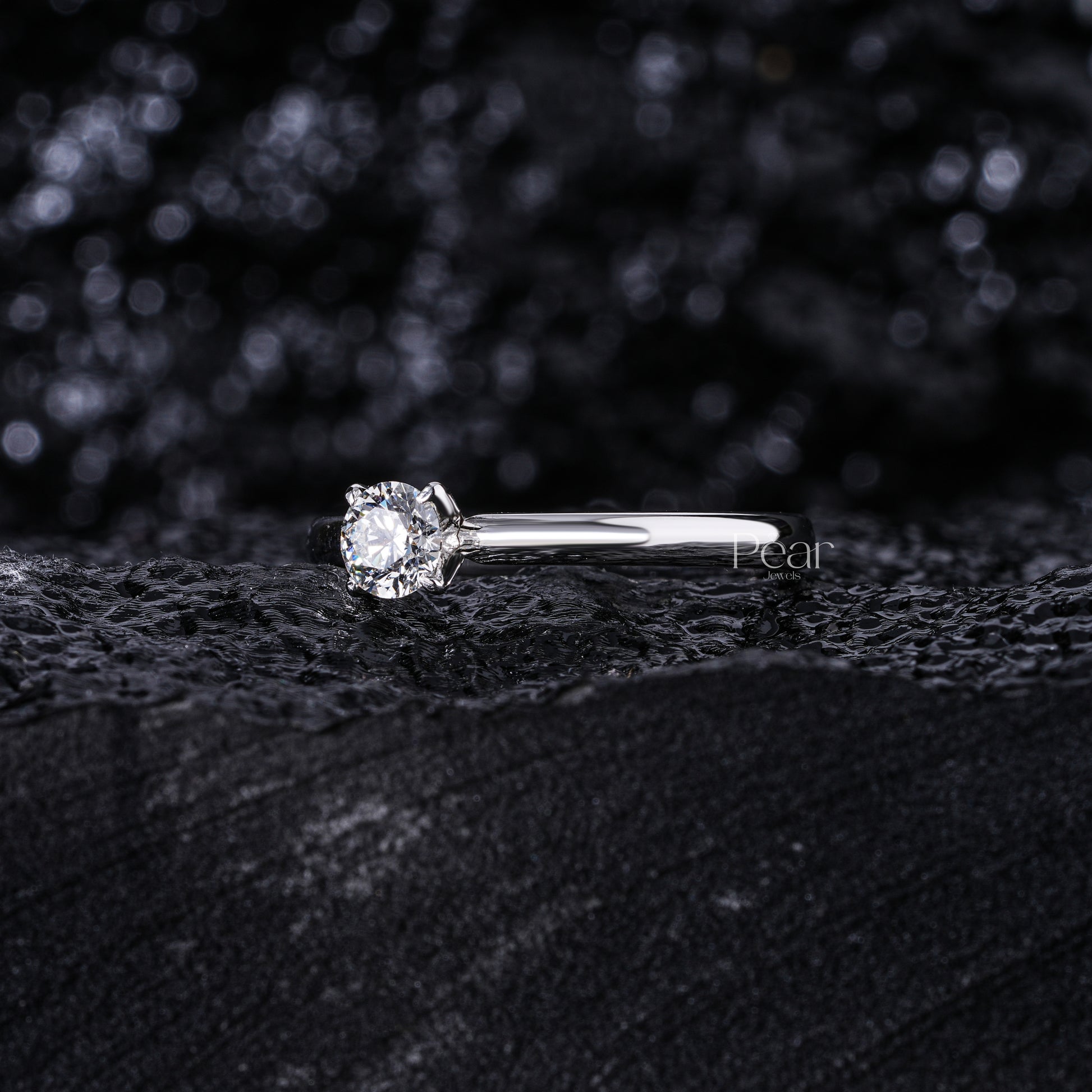 0.5Ct Round Solitaire Engagement Labgrown Diamond Ring - Pear Jewels