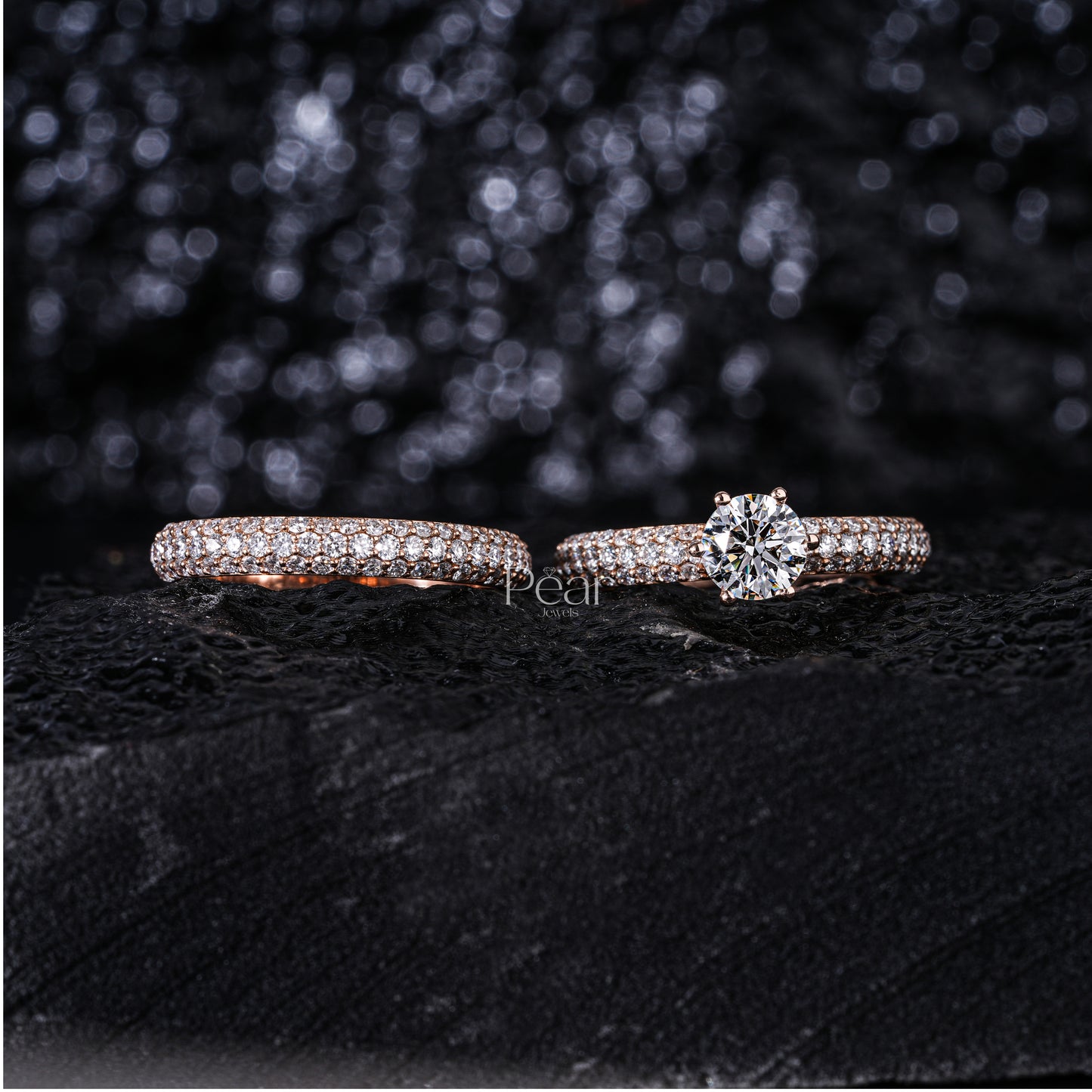 0.5Ct Round Solitaire Wedding Labgrown Diamond Band - Pear Jewels