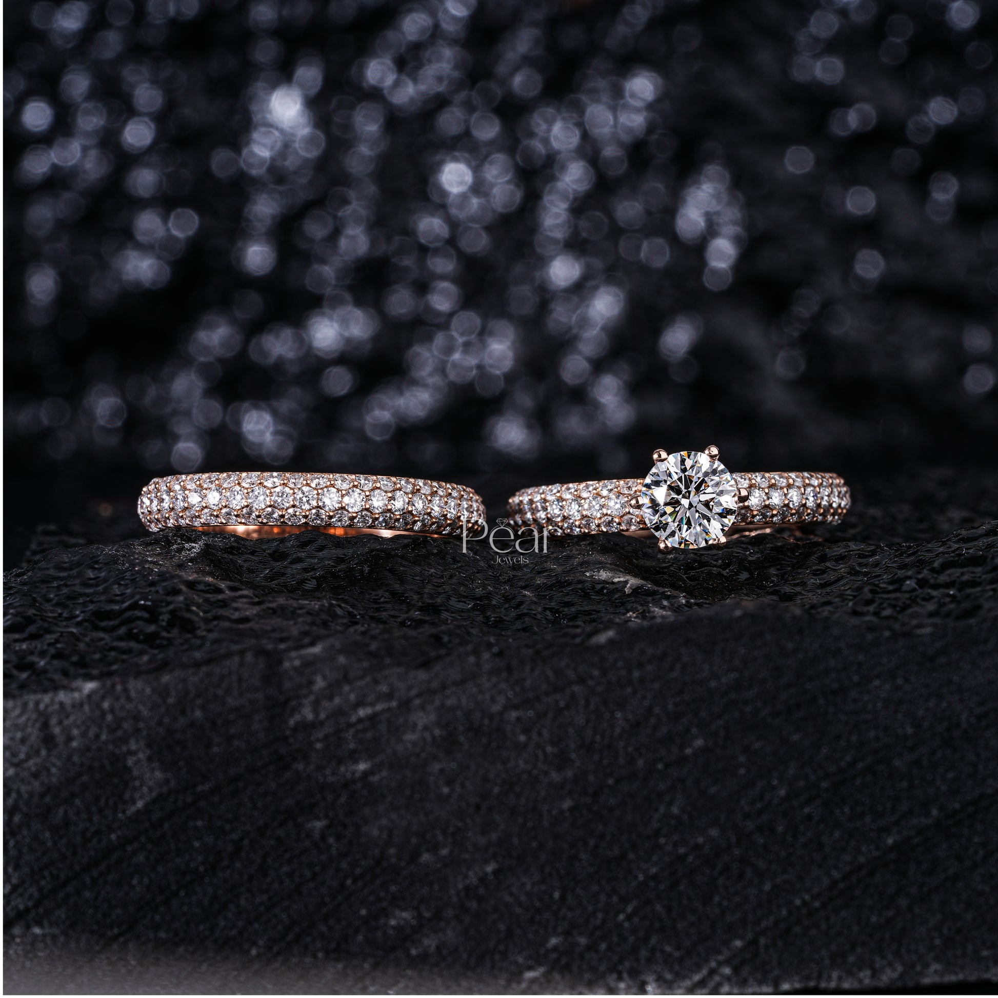 0.5Ct Round Solitaire Wedding Labgrown Diamond Band - Pear Jewels