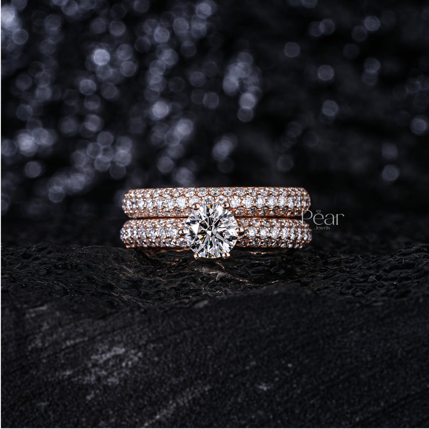 0.5Ct Round Solitaire Wedding Labgrown Diamond Band - Pear Jewels