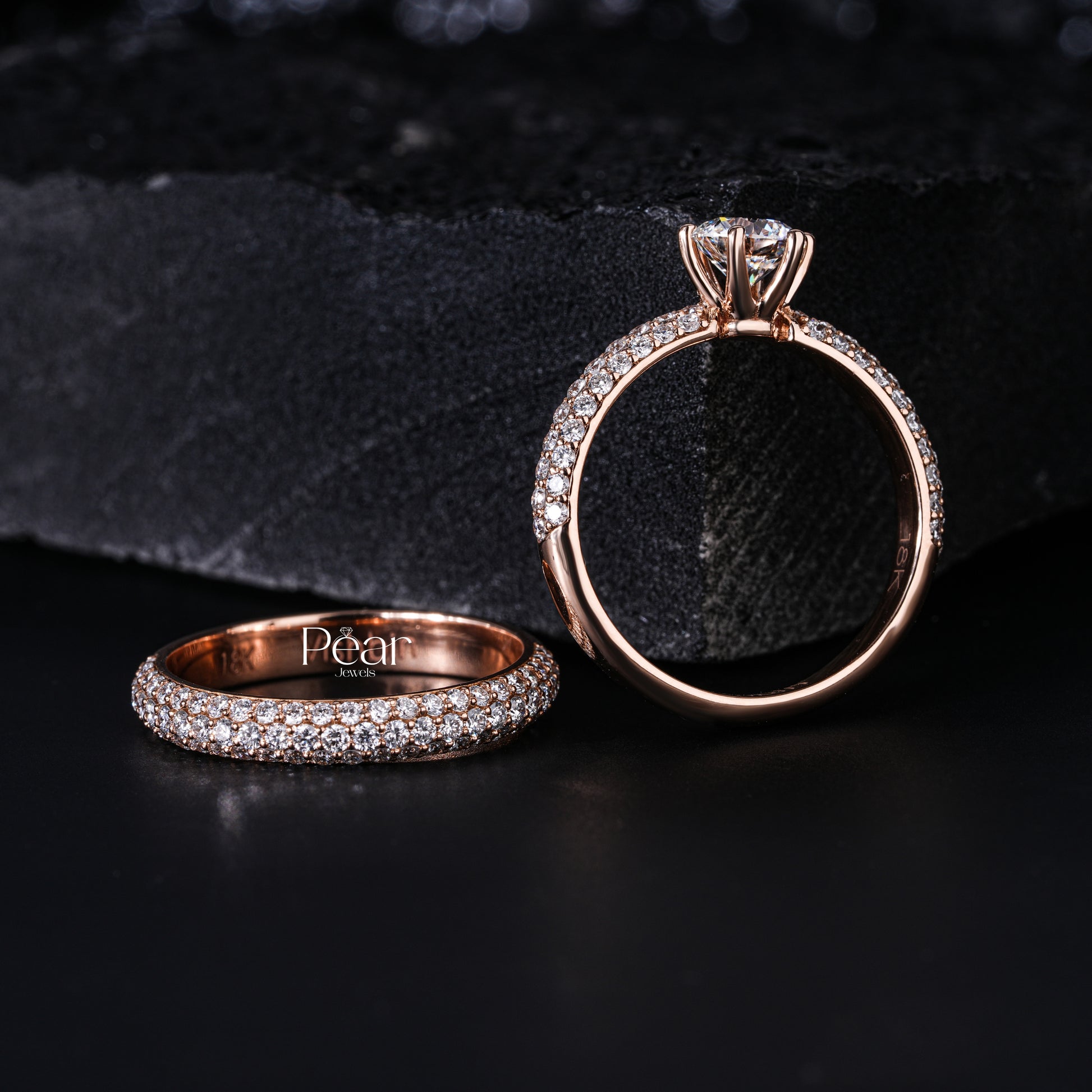 0.5Ct Round Solitaire Wedding Labgrown Diamond Band - Pear Jewels