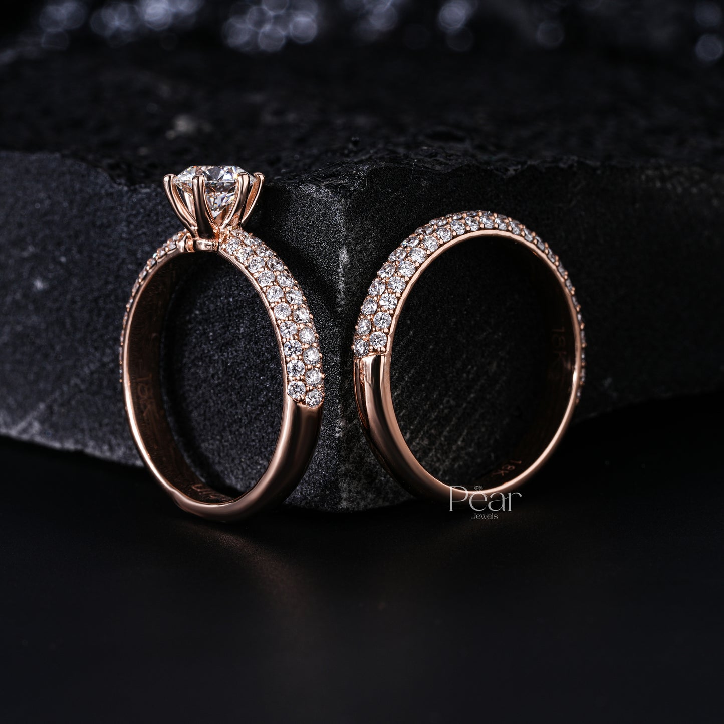 0.5Ct Round Solitaire Wedding Labgrown Diamond Band - Pear Jewels