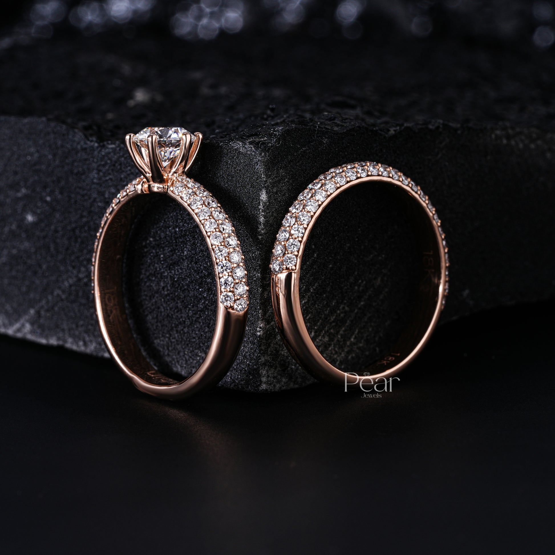 0.5Ct Round Solitaire Wedding Labgrown Diamond Band - Pear Jewels