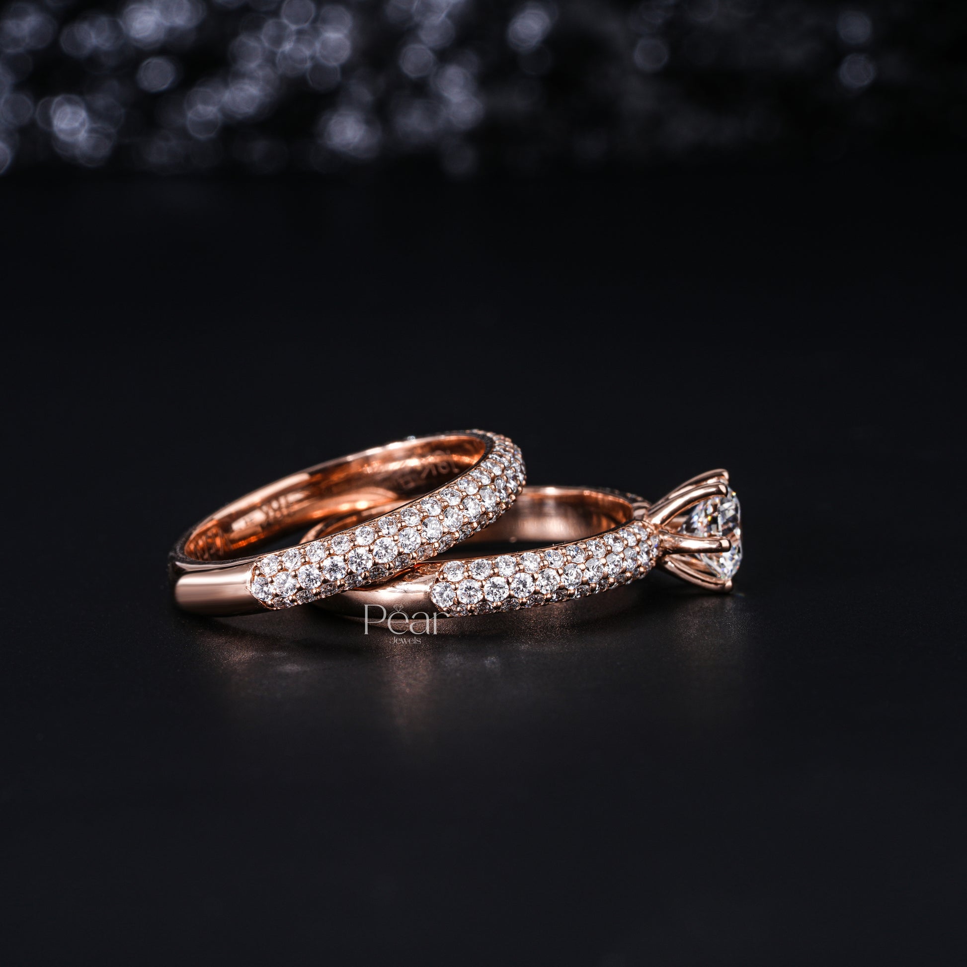 0.5Ct Round Solitaire Wedding Labgrown Diamond Band - Pear Jewels