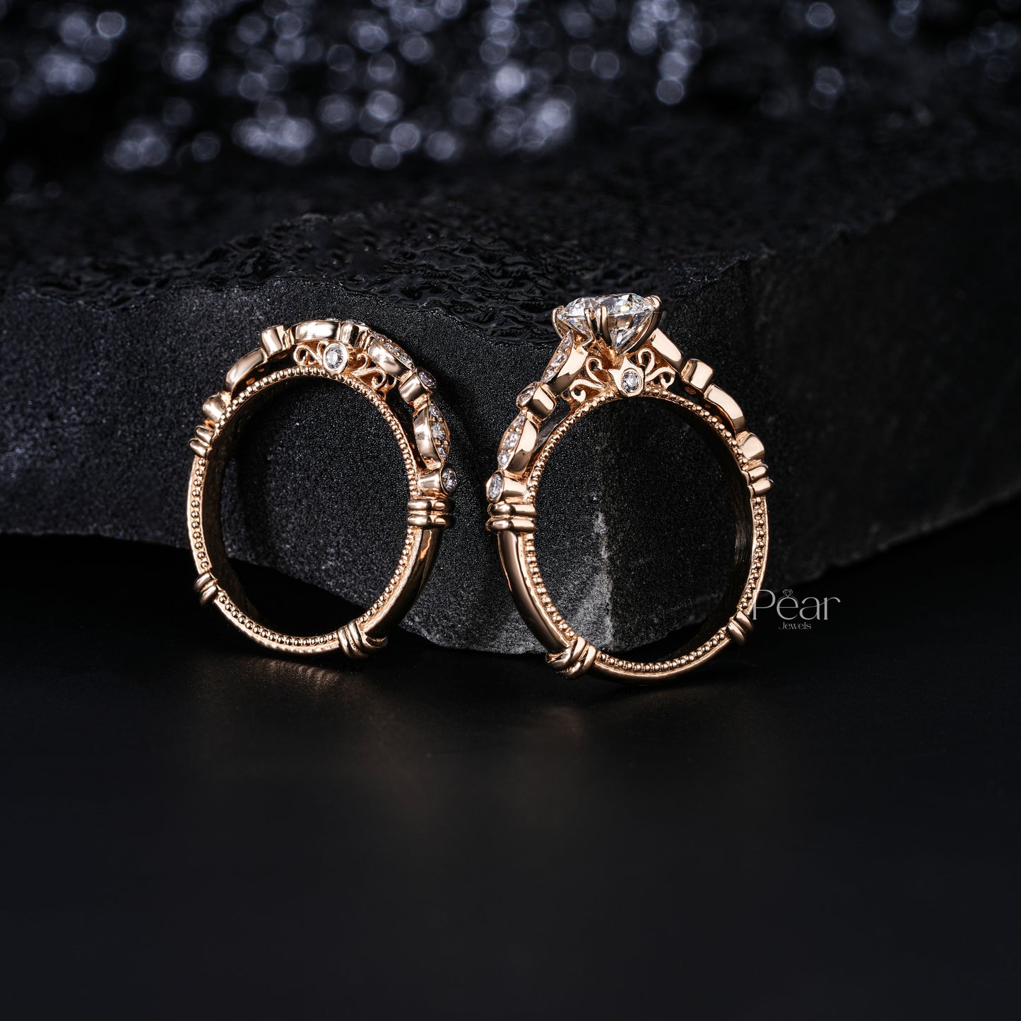 0.75Ct Round Fancy Shape Wedding Band - Pear Jewels