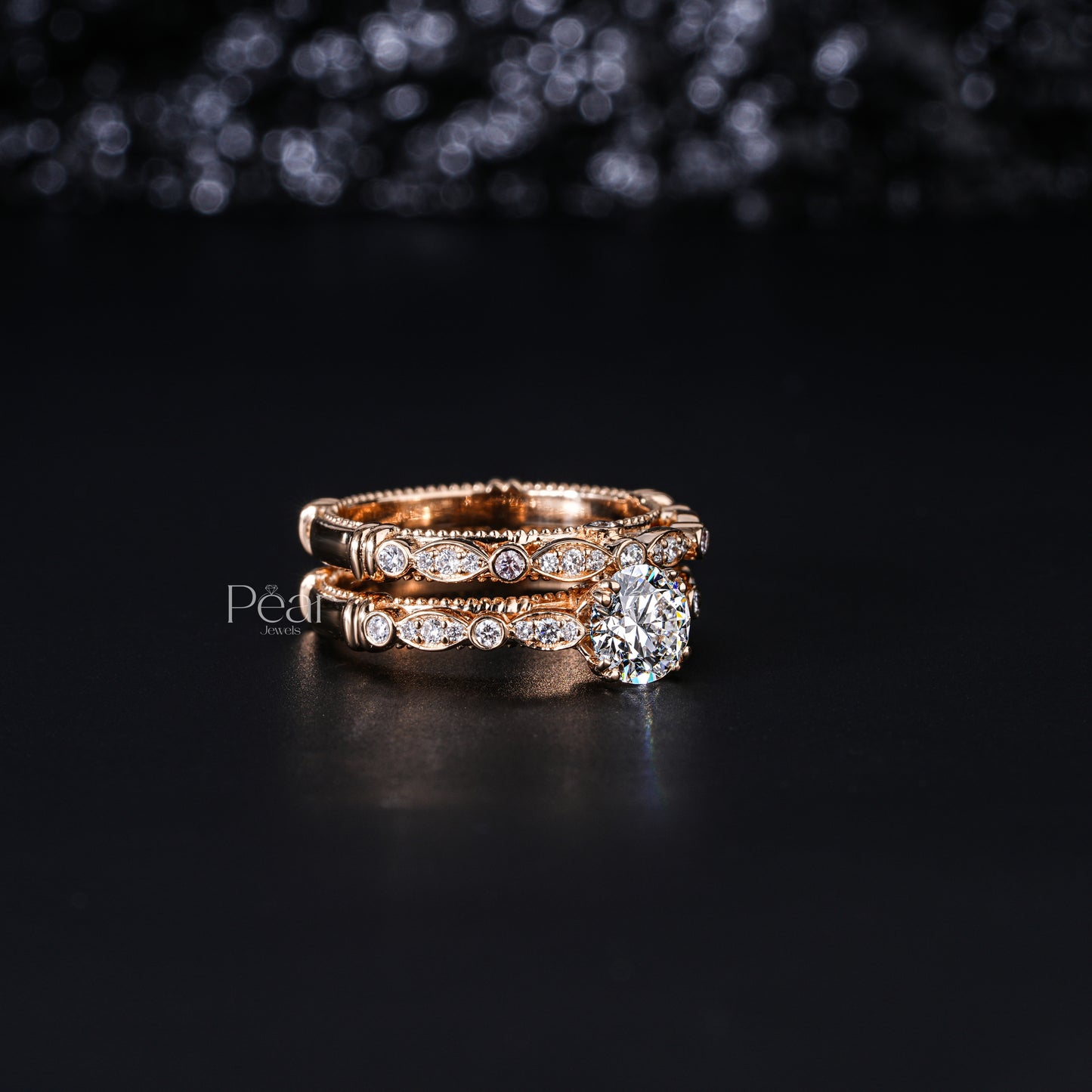 0.75Ct Round Fancy Shape Wedding Band - Pear Jewels