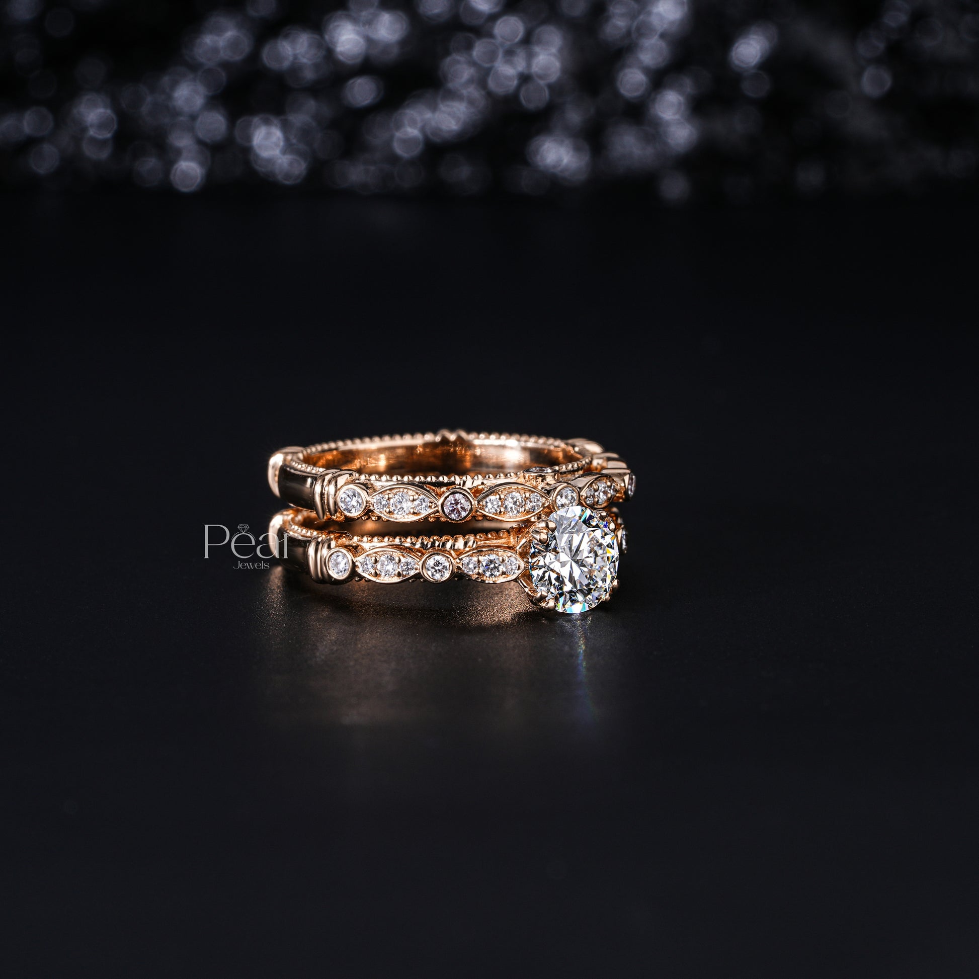 0.75Ct Round Fancy Shape Wedding Band - Pear Jewels