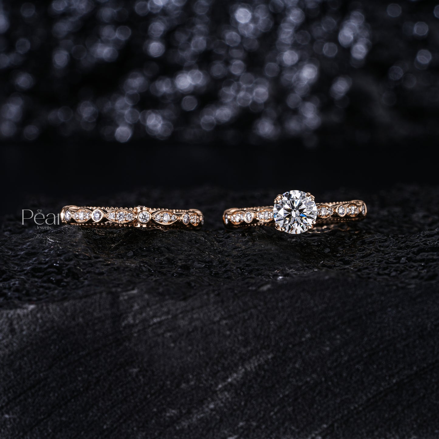 0.75Ct Round Fancy Shape Wedding Band - Pear Jewels