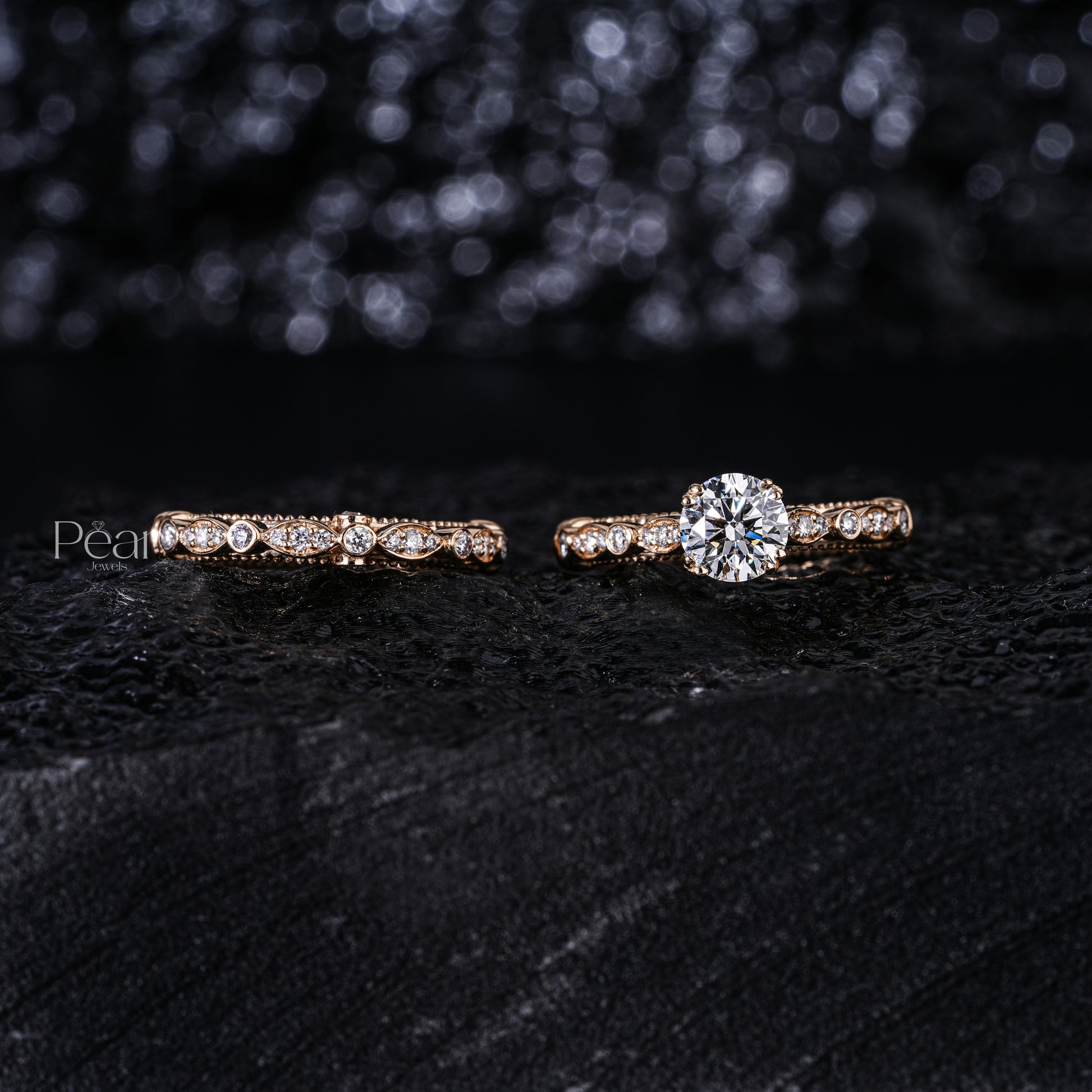 0.75Ct Round Fancy Shape Wedding Band - Pear Jewels