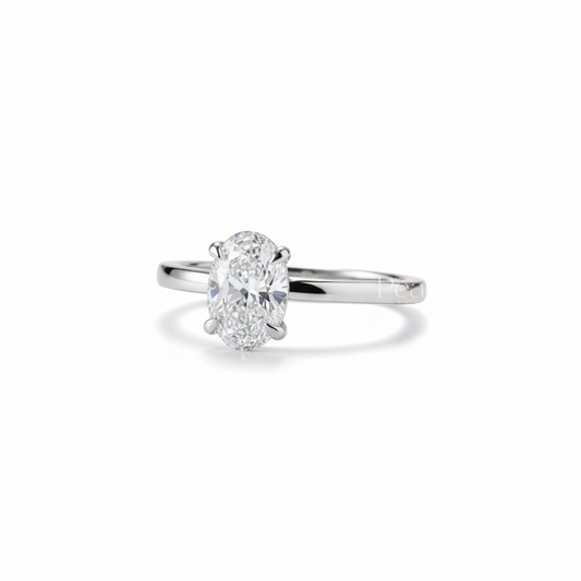 1ct Oval Solitaire Natural Diamond Engagement Ring - PearJewels Australia