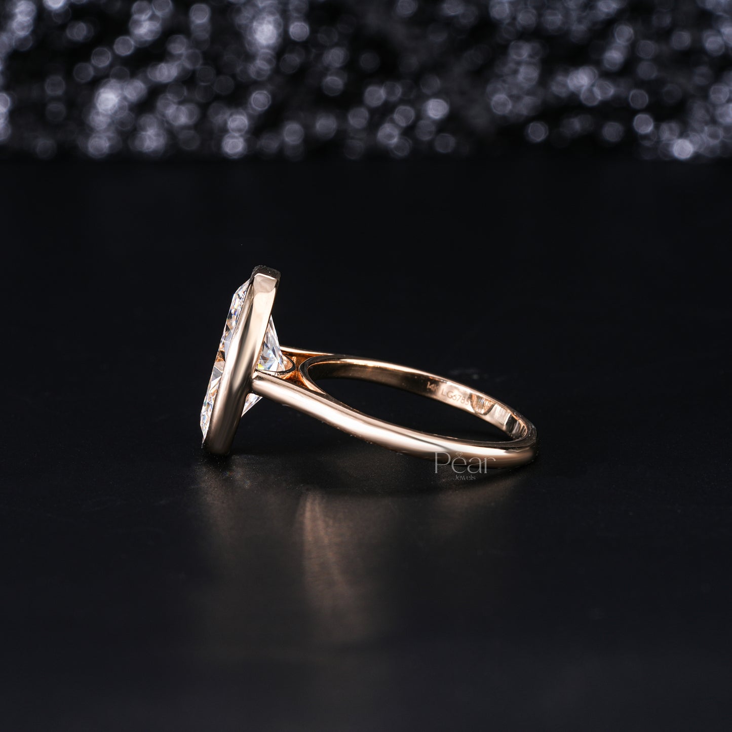 5.0Ct Oval Bezel Diamond Engagement Ring - Pear Jewels