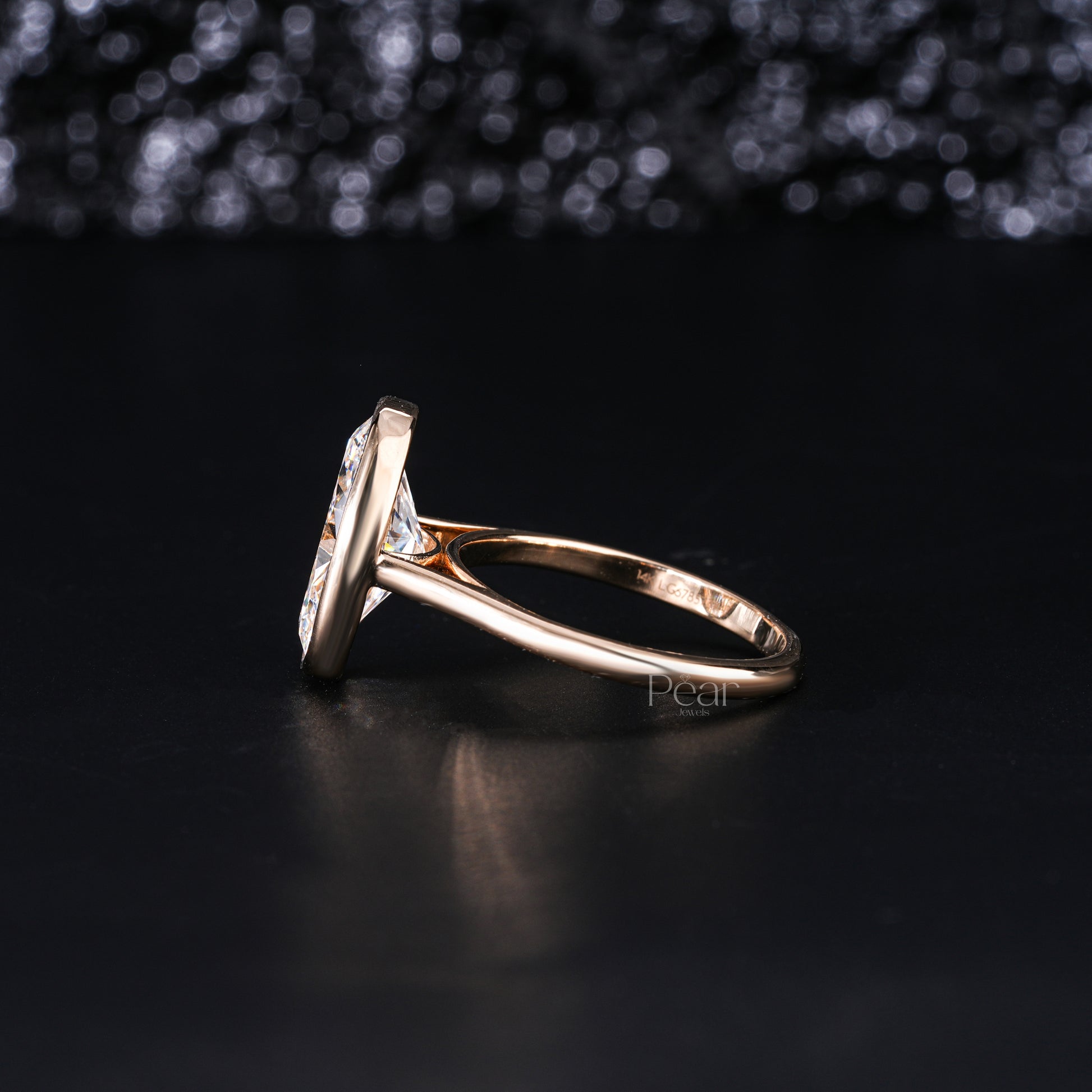 5.0Ct Oval Bezel Diamond Engagement Ring - Pear Jewels