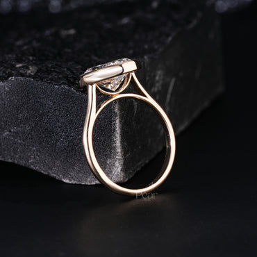 5.0Ct Oval Bezel Diamond Engagement Ring - Pear Jewels