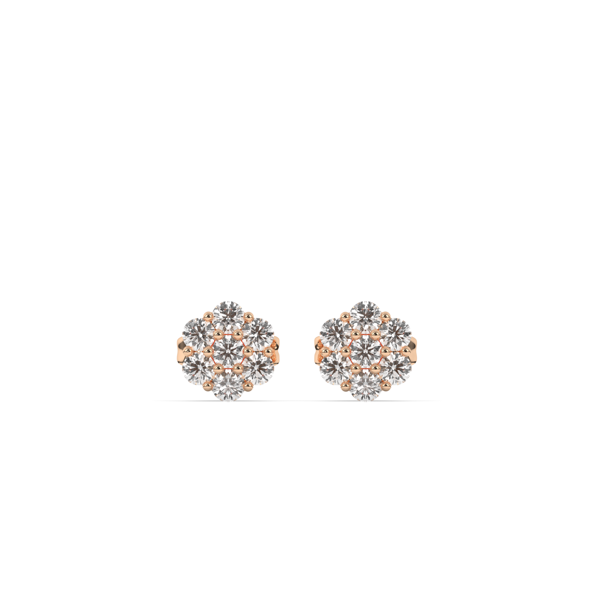 Charming Flower Round Lab-Grown Diamond Ear Studs - Pear Jewels