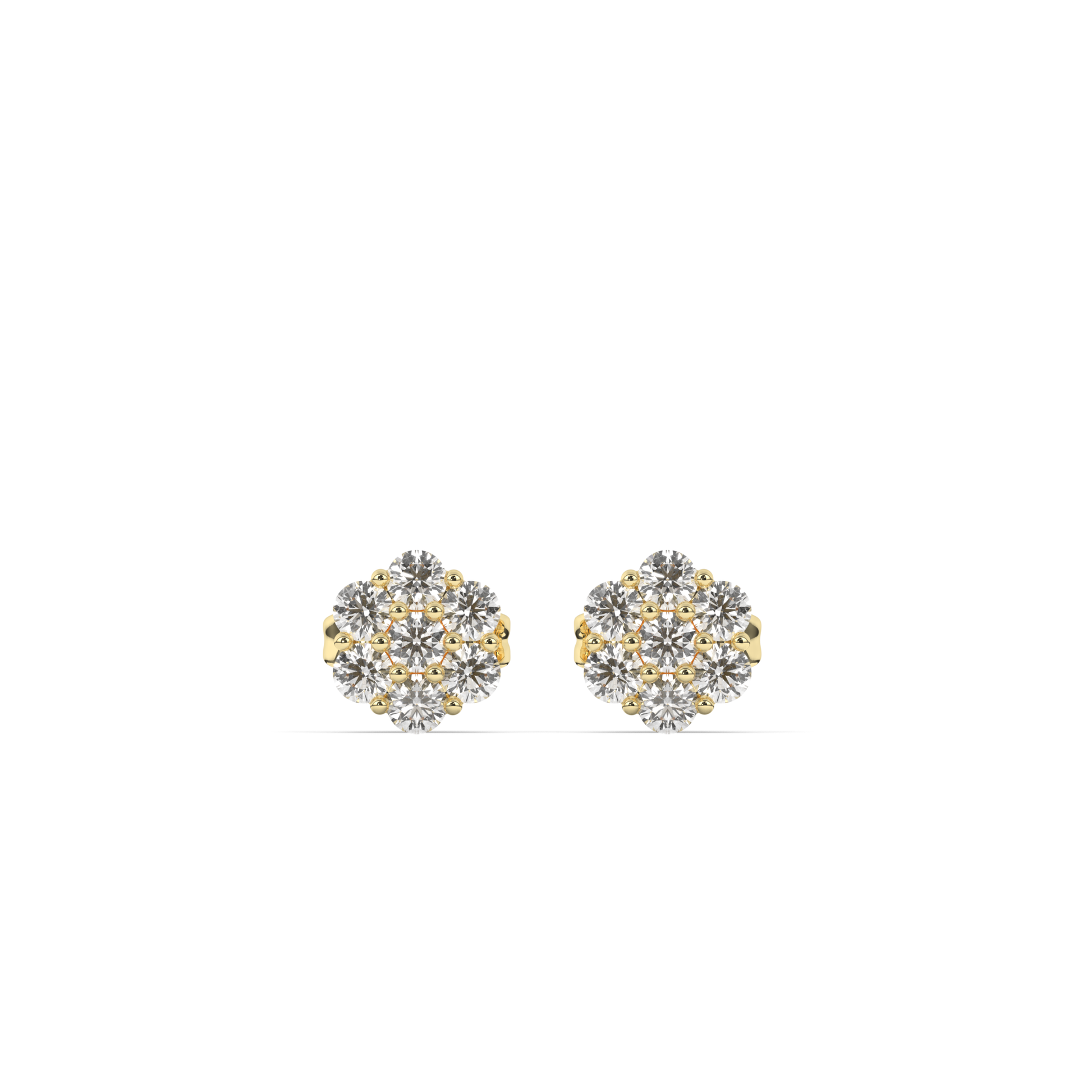 Charming Flower Round Lab-Grown Diamond Ear Studs - Pear Jewels