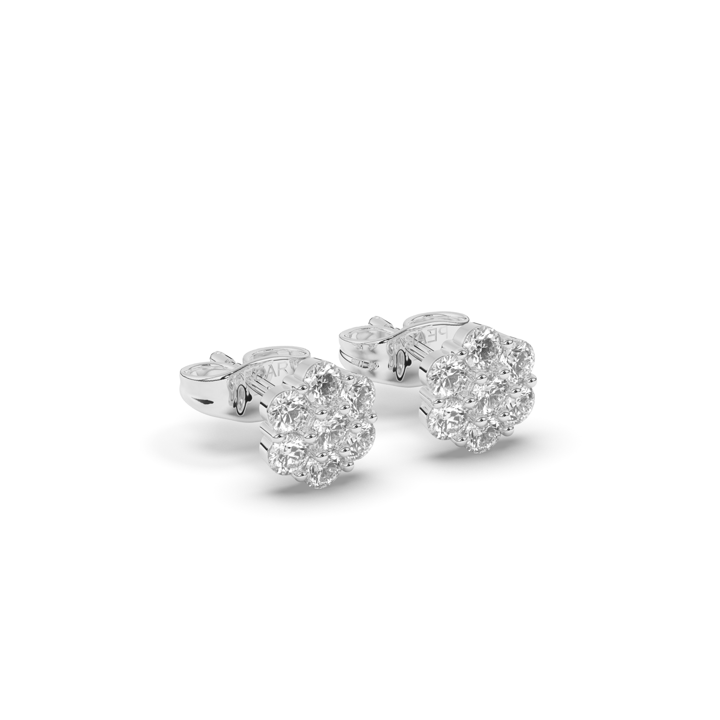 Charming Flower Round Lab-Grown Diamond Ear Studs - Pear Jewels