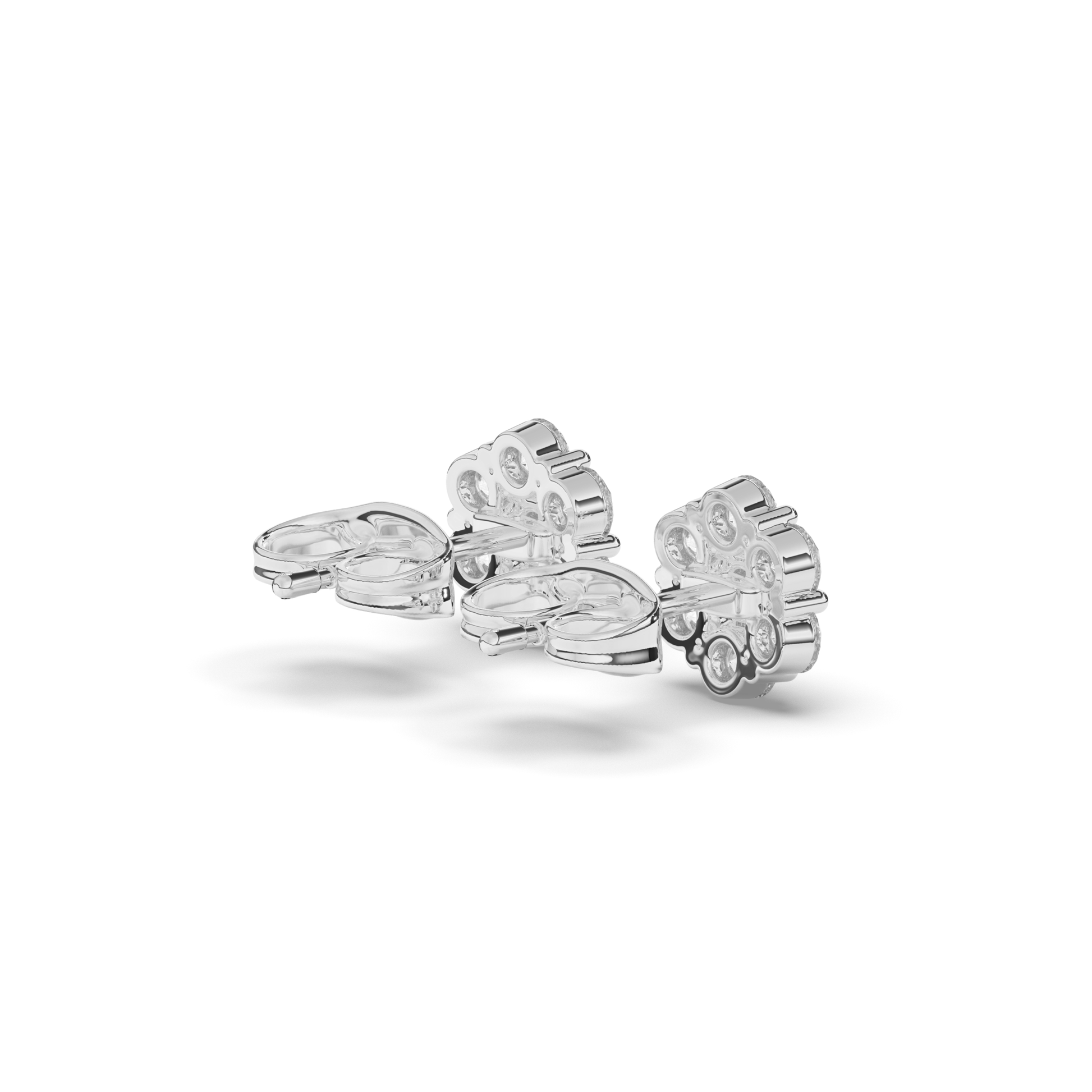 Charming Flower Round Lab-Grown Diamond Ear Studs - Pear Jewels