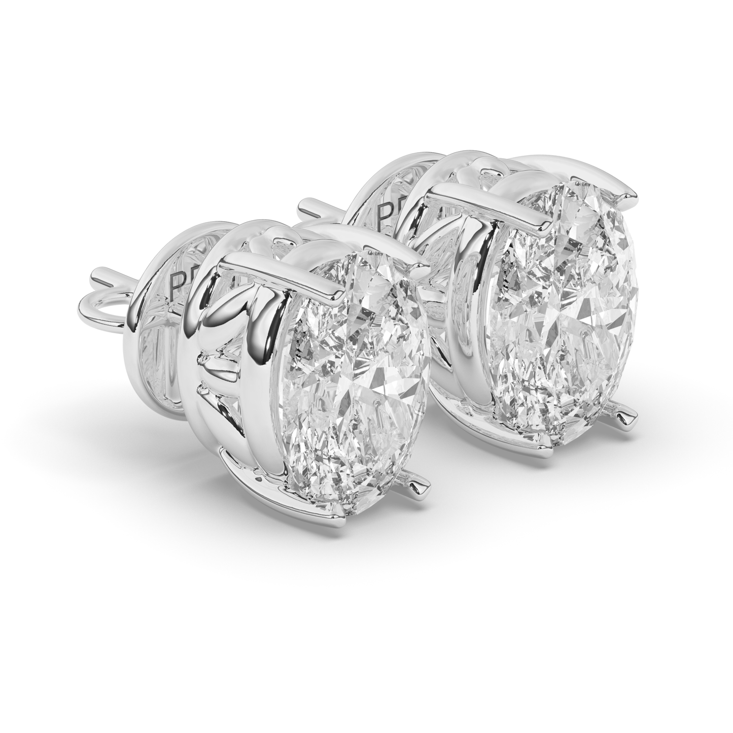 Classic Oval Lab-Grown Diamond Solitaire Studs with Prong Setting - Pear Jewels