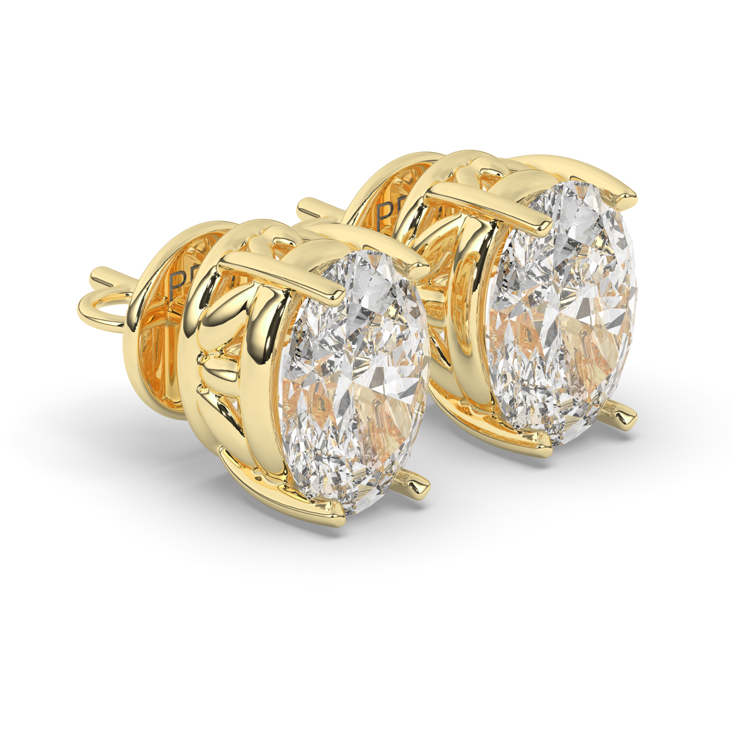 Classic Oval Lab-Grown Diamond Solitaire Studs with Prong Setting - Pear Jewels