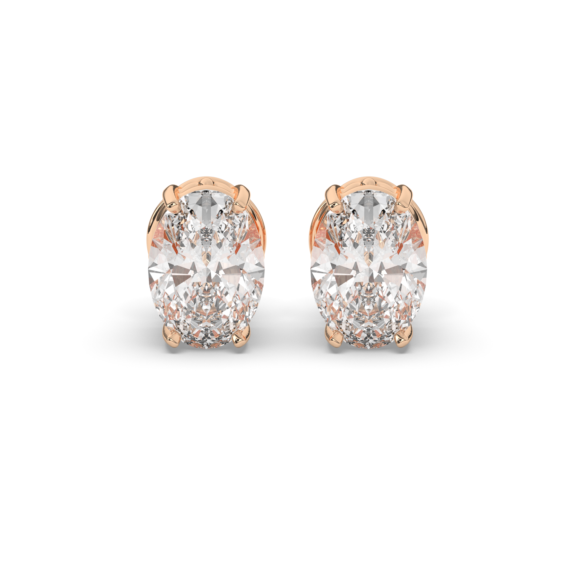 Classic Oval Lab-Grown Diamond Solitaire Studs with Prong Setting - Pear Jewels