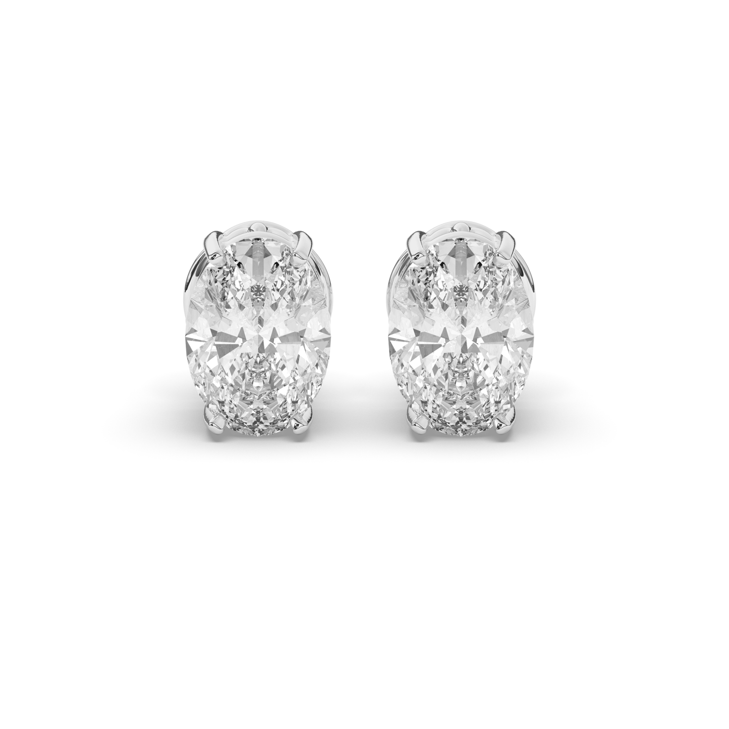 Classic Oval Lab-Grown Diamond Solitaire Studs with Prong Setting - Pear Jewels