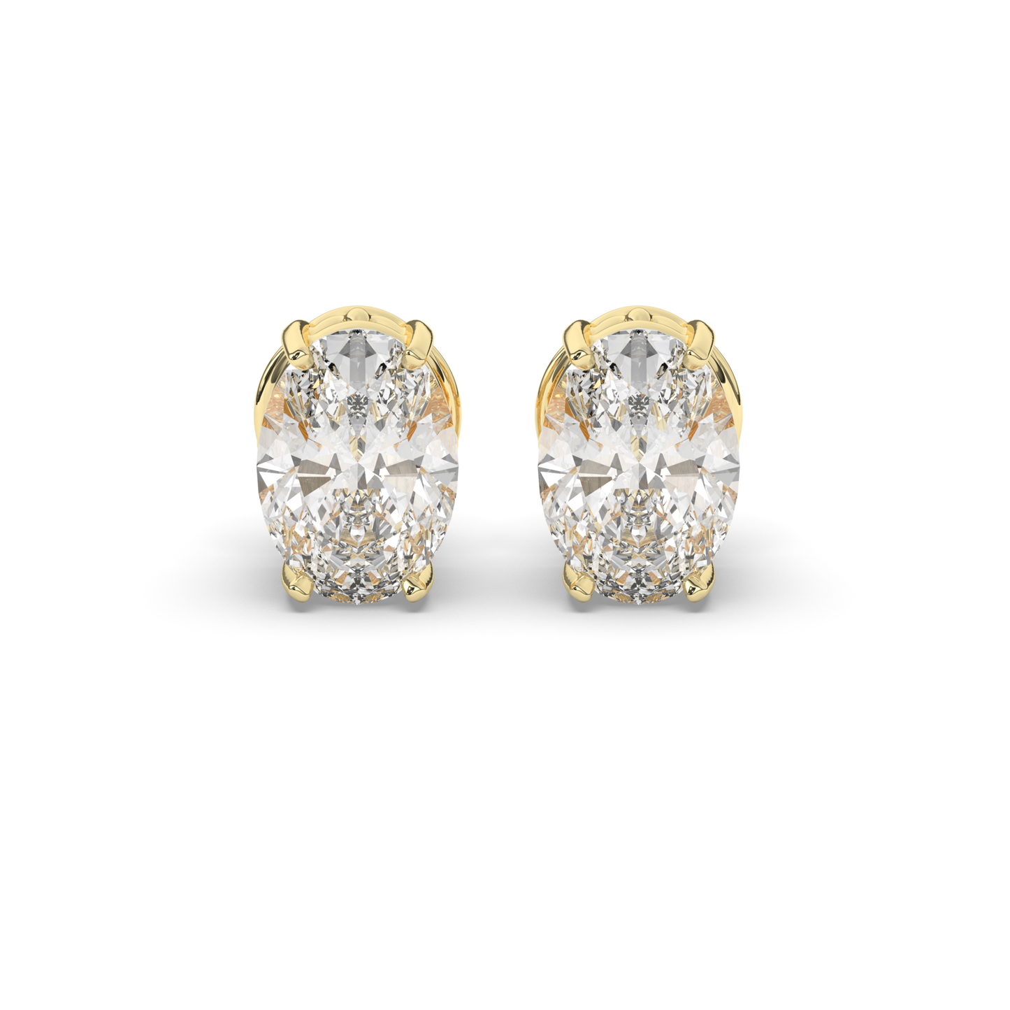 Classic Oval Lab-Grown Diamond Solitaire Studs with Prong Setting - Pear Jewels
