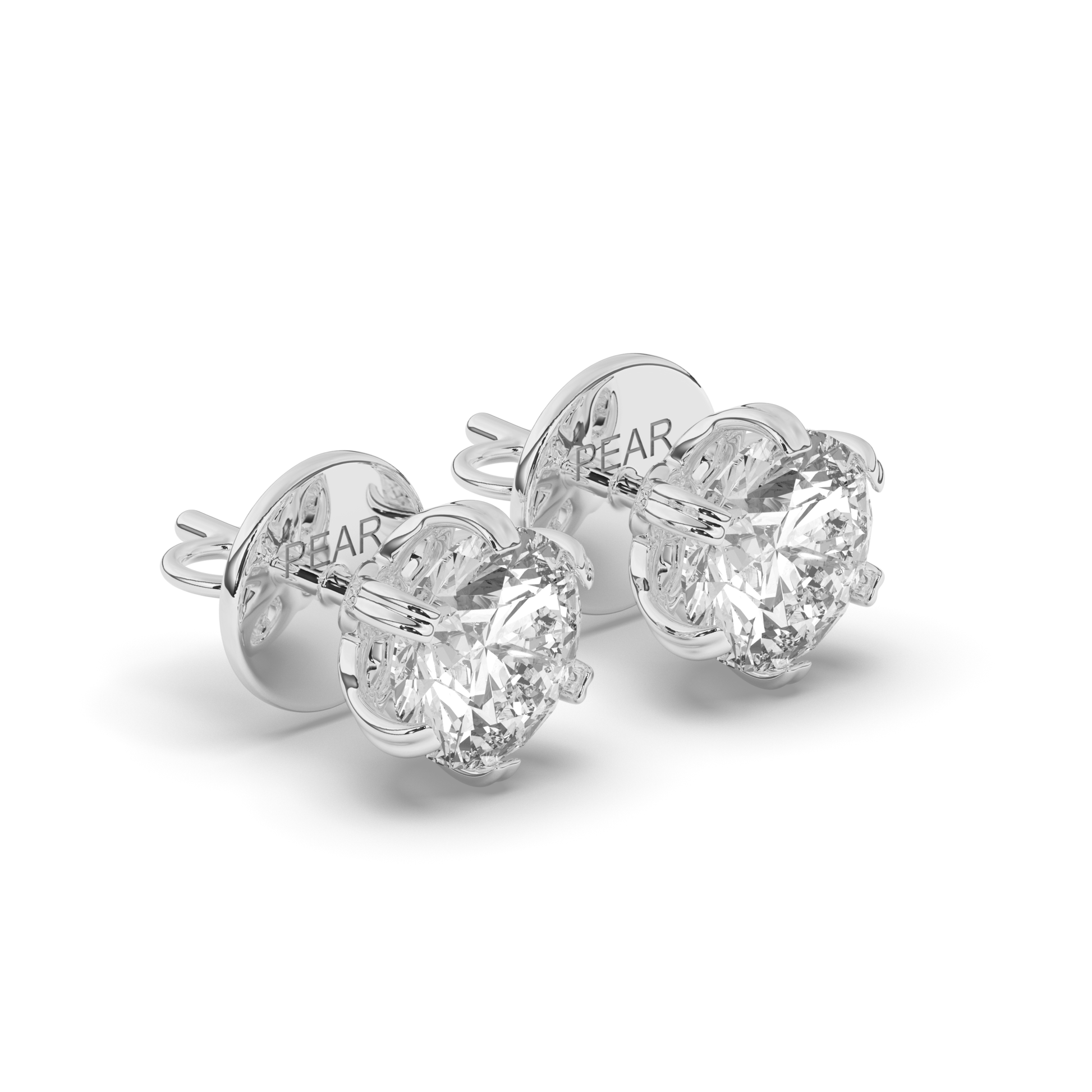 Classic Round Prong-Set Solitaire Lab-Grown Diamond Stud Earrings - Pear Jewels
