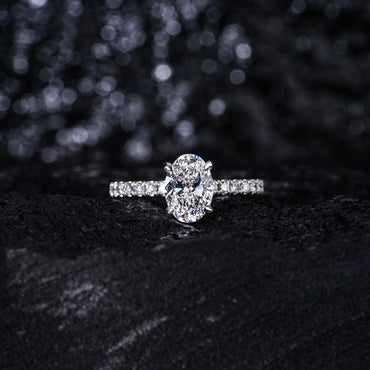 1ct Oval Natural Diamond Engagement Ring With Side Diamonds