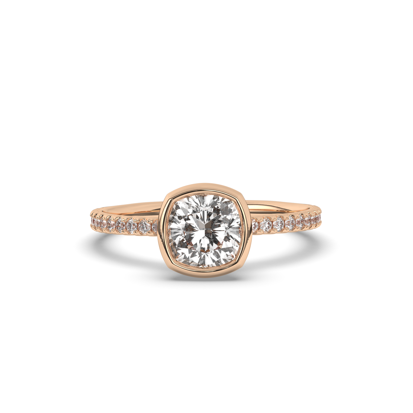 Cushion Bezel Lab-Grown Diamond Engagement Ring - Pear Jewels