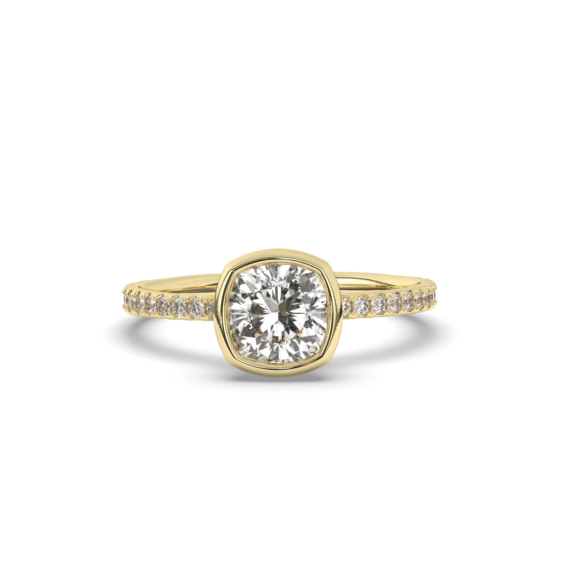Cushion Bezel Lab-Grown Diamond Engagement Ring - Pear Jewels