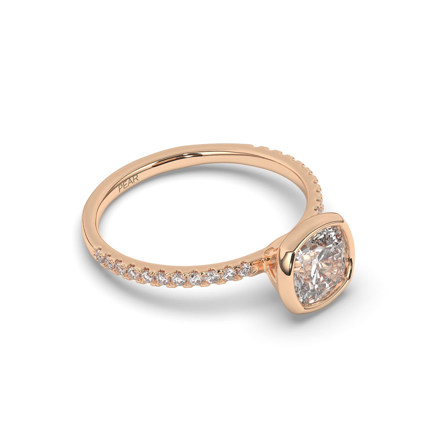 Cushion Bezel Lab-Grown Diamond Engagement Ring - Pear Jewels