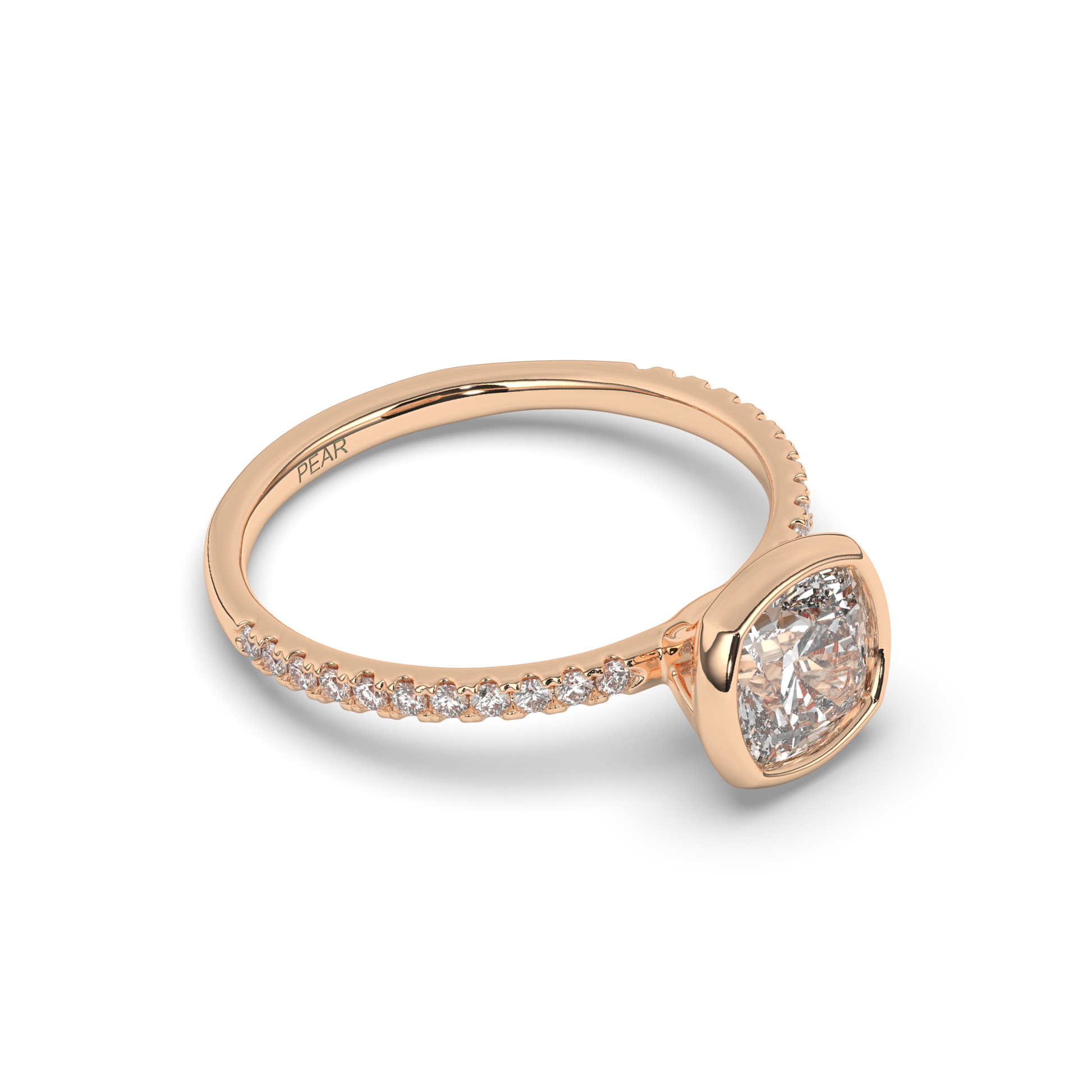 Cushion Bezel Lab-Grown Diamond Engagement Ring - Pear Jewels