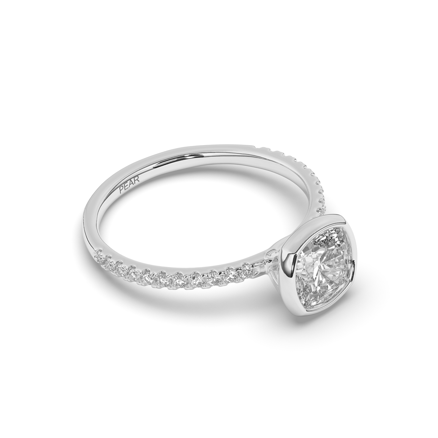 Cushion Bezel Lab-Grown Diamond Engagement Ring - Pear Jewels