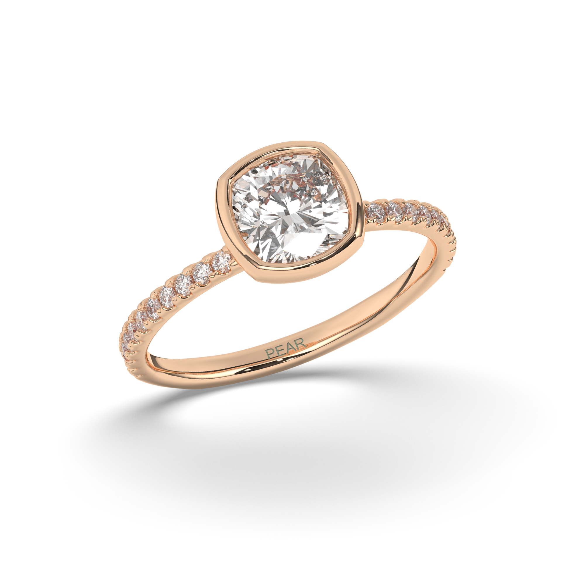 Cushion Bezel Lab-Grown Diamond Engagement Ring - Pear Jewels