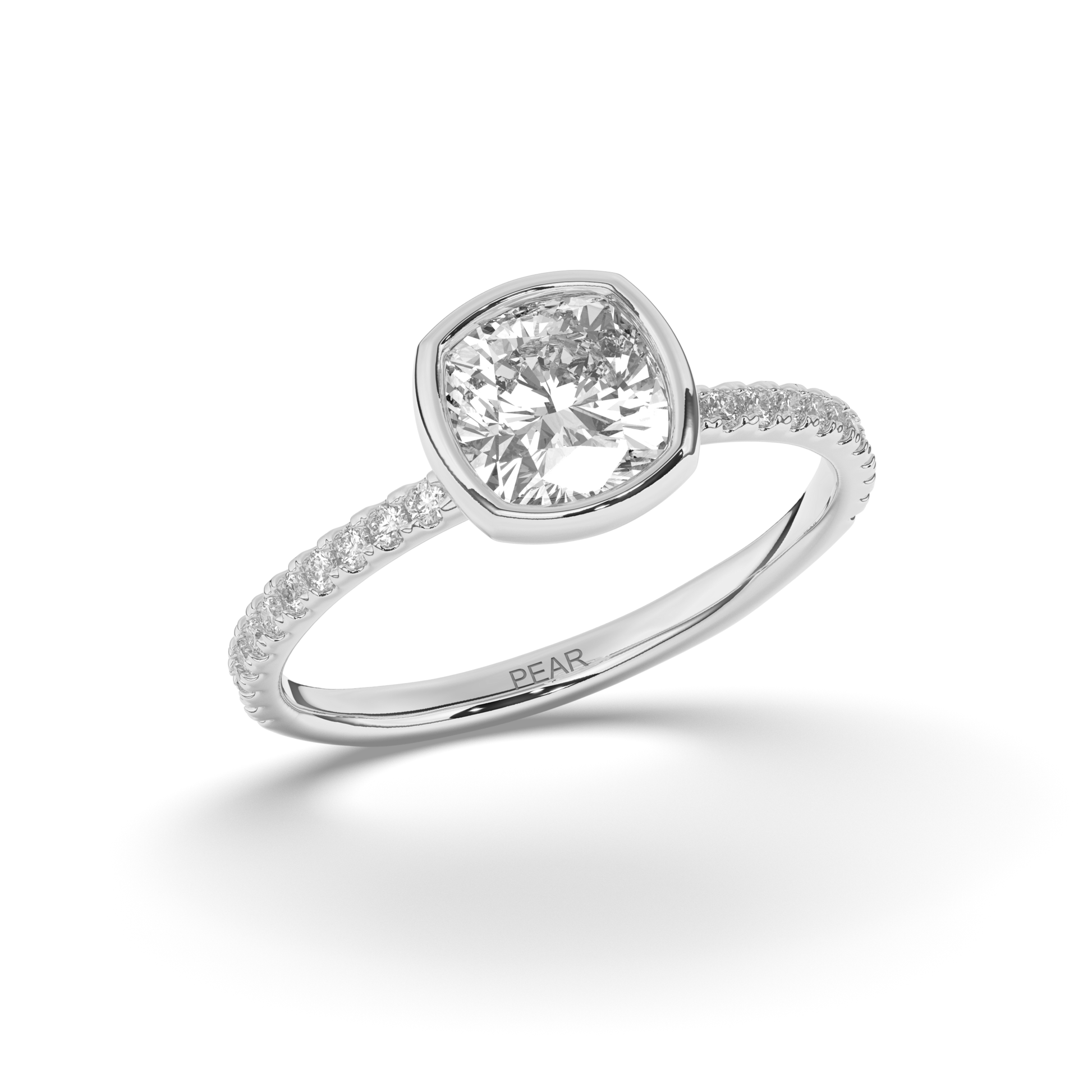 Cushion Bezel Lab-Grown Diamond Engagement Ring - Pear Jewels