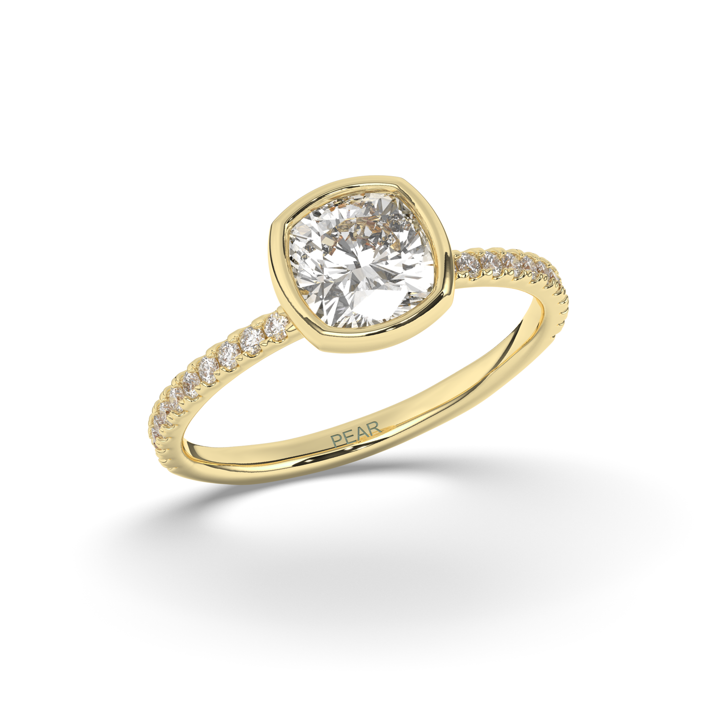 Cushion Bezel Lab-Grown Diamond Engagement Ring - Pear Jewels