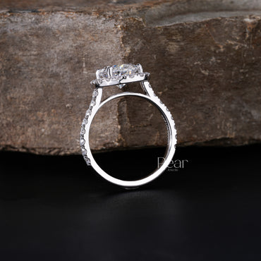 Double Halo Oval & Round Lab Grown Diamond Engagement Ring - Pear Jewels