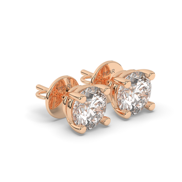 Elegant Round Lab-Grown Diamond Solitaire Studs - Pear Jewels