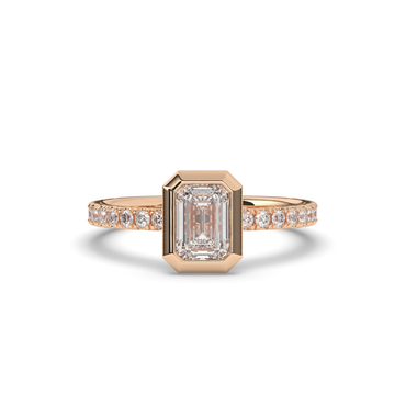 Emerald Bezel Lab-Grown Diamond Engagement Ring - Pear Jewels