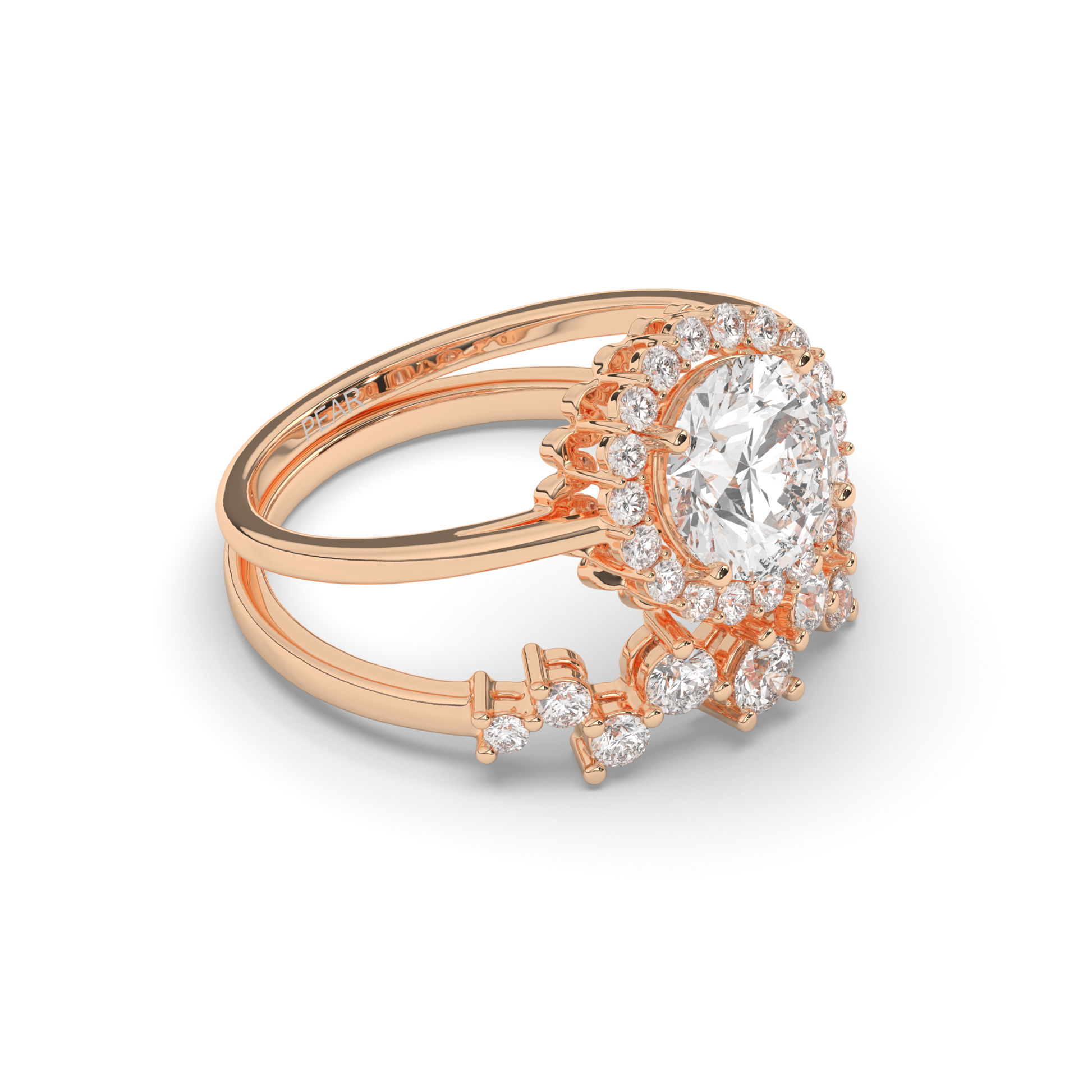 Halo Wedding Ring - Pear Jewels