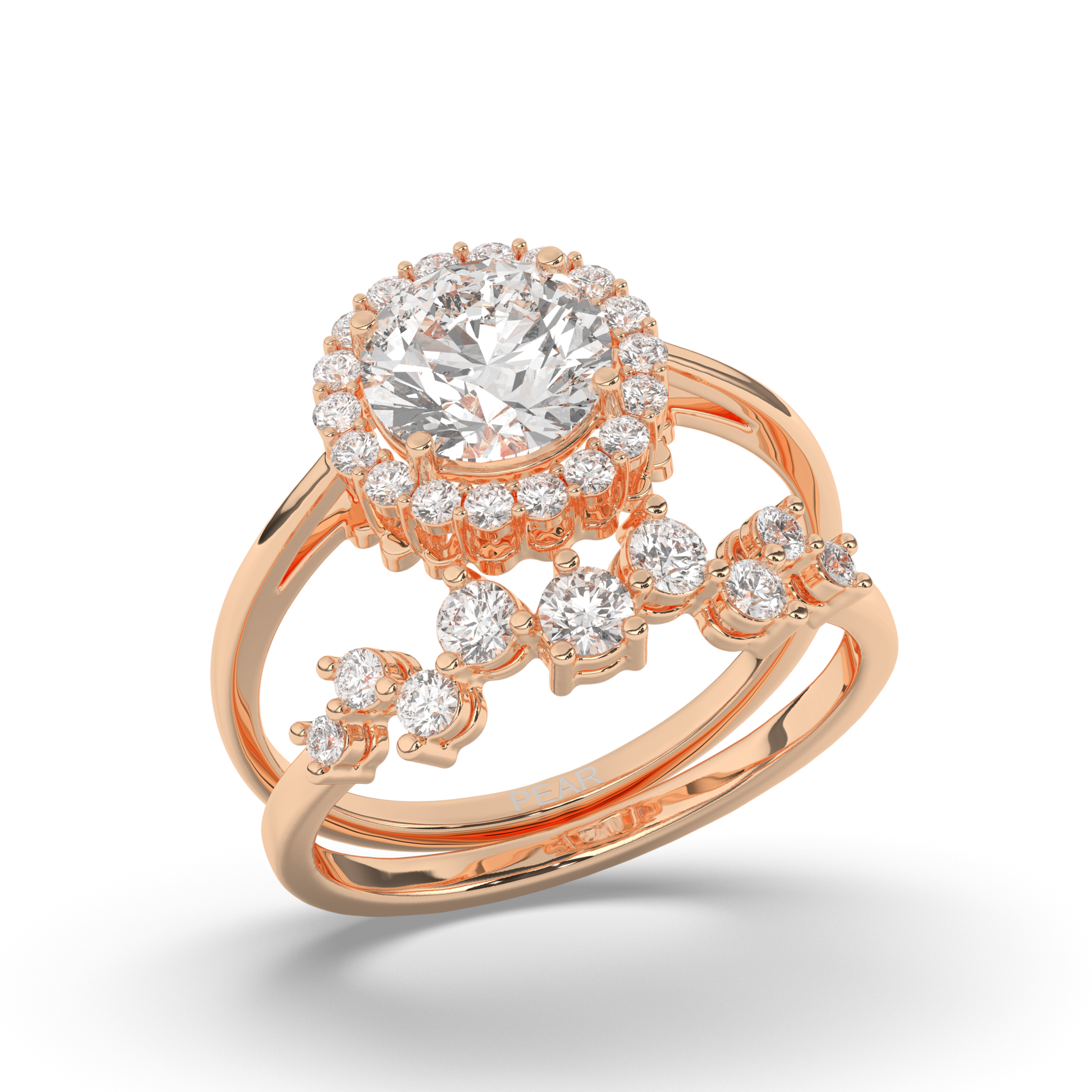 Halo Wedding Ring - Pear Jewels