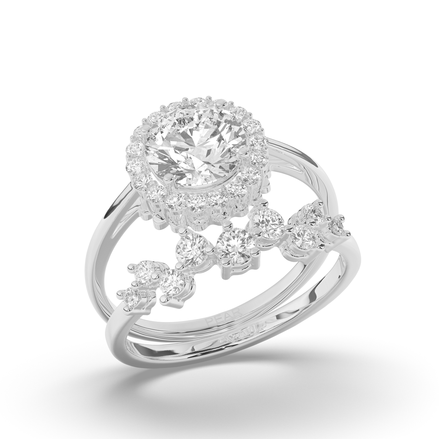Halo Wedding Ring - Pear Jewels
