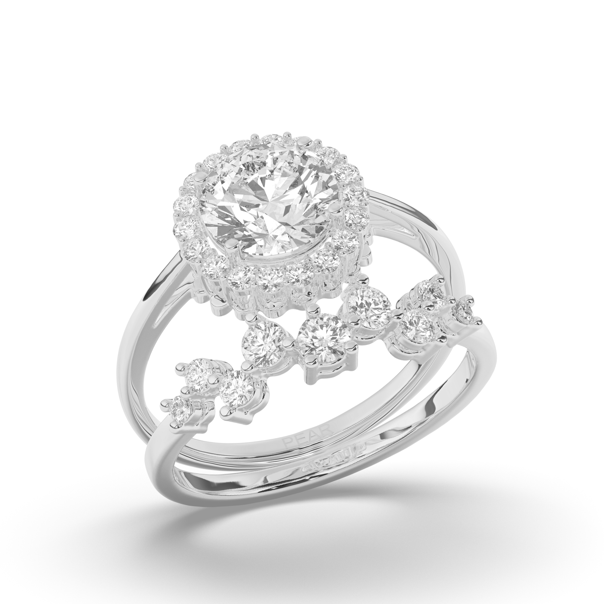 Halo Wedding Ring - Pear Jewels